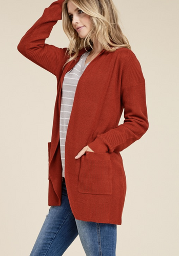 Rust Open Cardigan