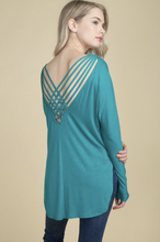 Load image into Gallery viewer, Crossing The Lines Long Sleeve Tee in Jade