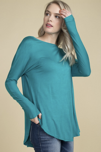 Crossing The Lines Long Sleeve Tee in Jade