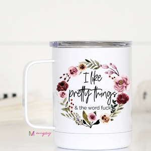 Travel mug with handle- multiple prints