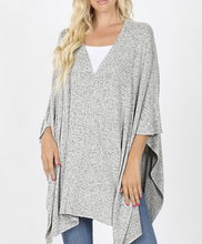 Load image into Gallery viewer, SWEATER FABRIC OVERSIZE V-NECK PONCHO- grey
