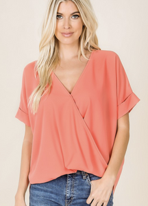 Dark Coral draped tee