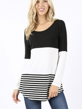 Load image into Gallery viewer, black stripe color black long sleeve