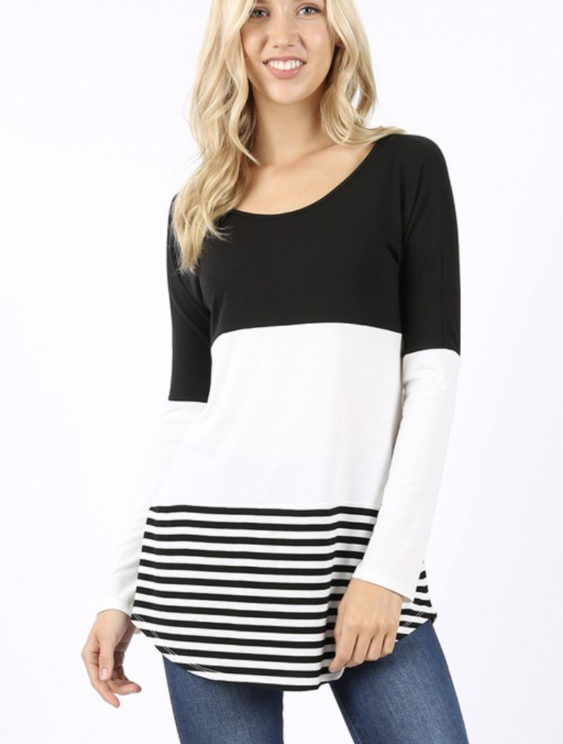 black stripe color black long sleeve