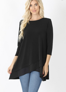 Black tunic with chiffon at bottom