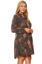 Load image into Gallery viewer, Smokey Floral Cowl Neck Dress