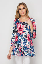 Load image into Gallery viewer, Navy and Bloom Babydoll Top