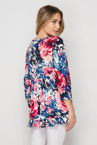 Navy and Bloom Babydoll Top