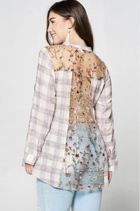 Lavender Fields Plaid Button Down Shirt
