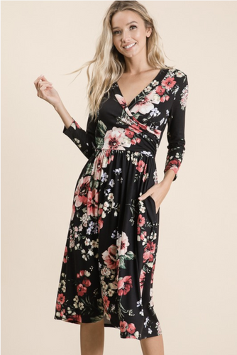 Wrap Me Up Floral Midi Dress