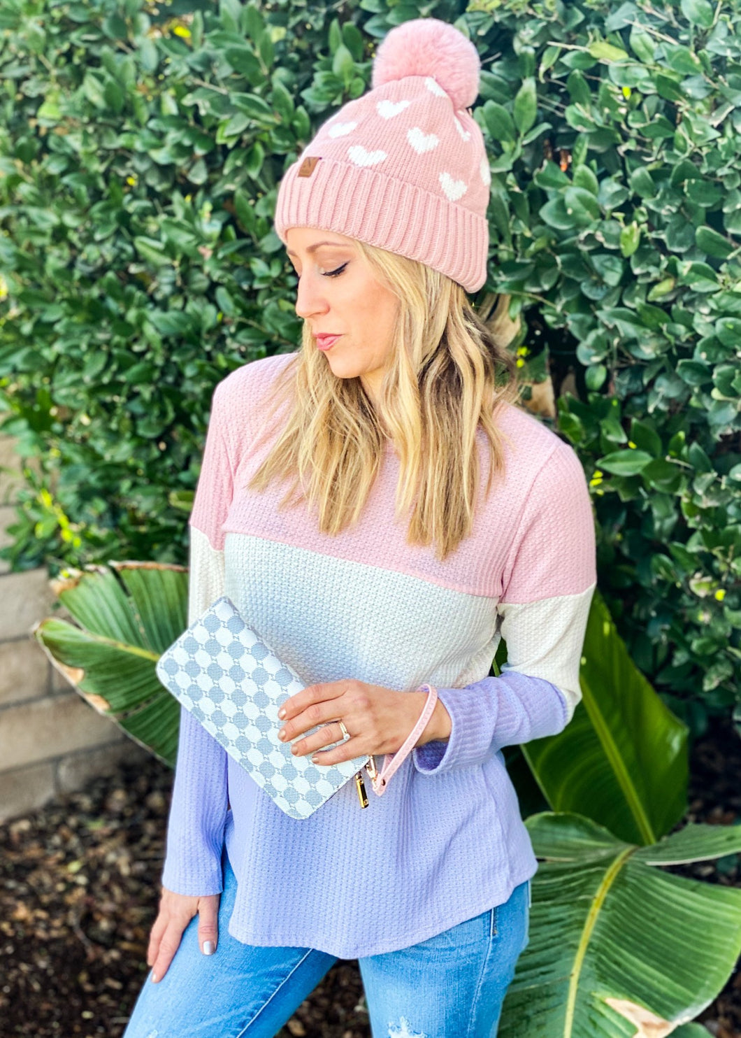Creamsicle Color Block Waffle Knit Top
