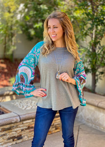 Pay Close Attention Bell Sleeve Top