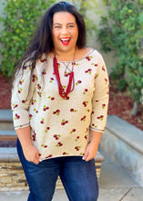 Load image into Gallery viewer, Cherries Jubilee 3/4 Sleeve Top