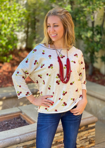 Cherries Jubilee 3/4 Sleeve Top