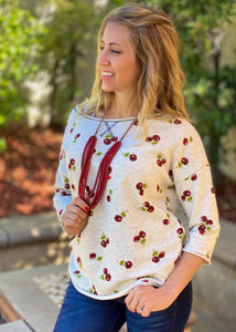 Cherries Jubilee 3/4 Sleeve Top
