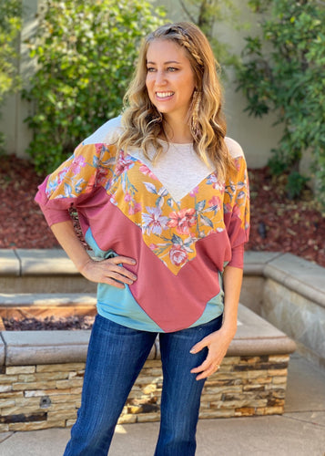 Totally Florally You 3/4 Sleeve Top