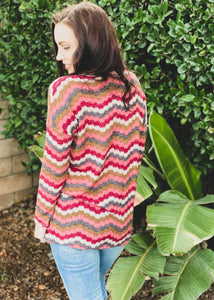 Berry Chevron Long Sleeve Knit Top