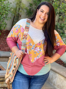 Totally Florally You 3/4 Sleeve Top
