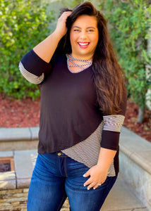 Totally Crossed Out 3/4 Sleeve Top