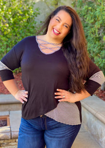 Totally Crossed Out 3/4 Sleeve Top