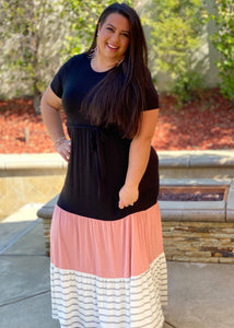 Striped Color Block Maxi Dress