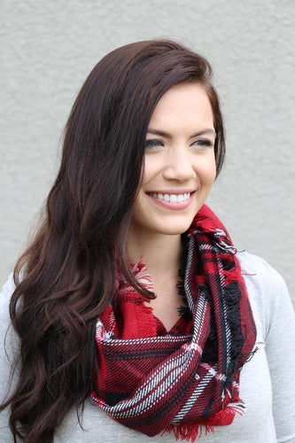 Red black and white scarf