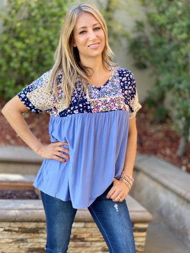 Blue Skies Floral Patchwork Baby Doll