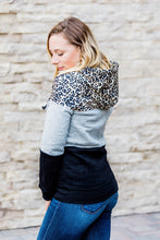 Load image into Gallery viewer, Leopard Color Block Full Zip Hoodie