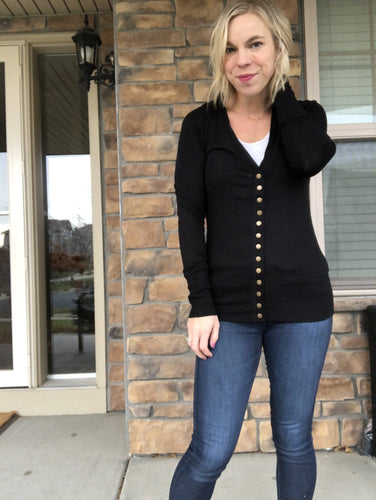 Black snap cardigan