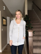 Load image into Gallery viewer, Grey snap cardigan with pockets