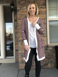 Burgundy stripe duster