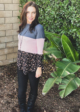 Load image into Gallery viewer, Falling Petals Color Block Tee