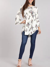 Load image into Gallery viewer, White floral babydoll top