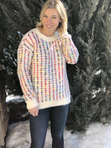 Fuzzy rainbow sweater