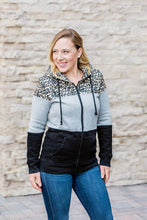 Load image into Gallery viewer, Leopard Color Block Full Zip Hoodie