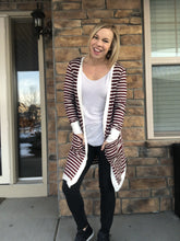 Load image into Gallery viewer, Burgundy stripe duster