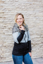 Load image into Gallery viewer, Leopard Color Block Full Zip Hoodie