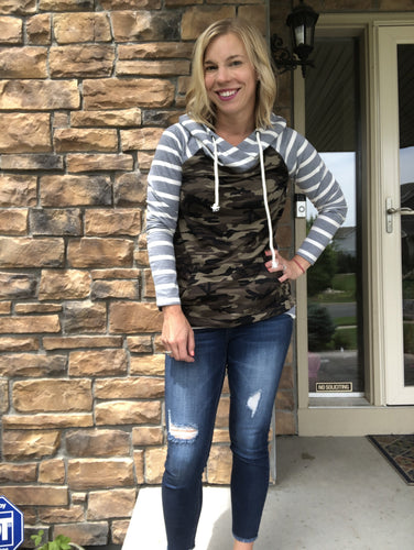 Camo and stripe sweatshirt