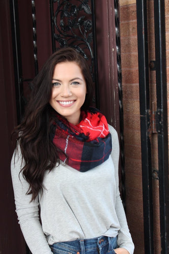 Red navy and black scarf