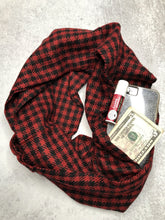 Load image into Gallery viewer, Plaid scarf with hidden pocket.