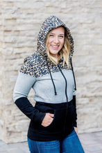 Load image into Gallery viewer, Leopard Color Block Full Zip Hoodie