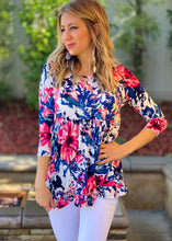 Load image into Gallery viewer, Navy and Bloom Babydoll Top