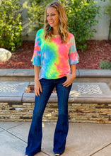Load image into Gallery viewer, Rainbow Sherbet Tie Dye Bell Sleeve Top