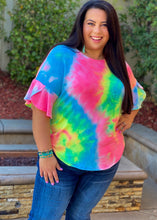 Load image into Gallery viewer, Rainbow Sherbet Tie Dye Bell Sleeve Top
